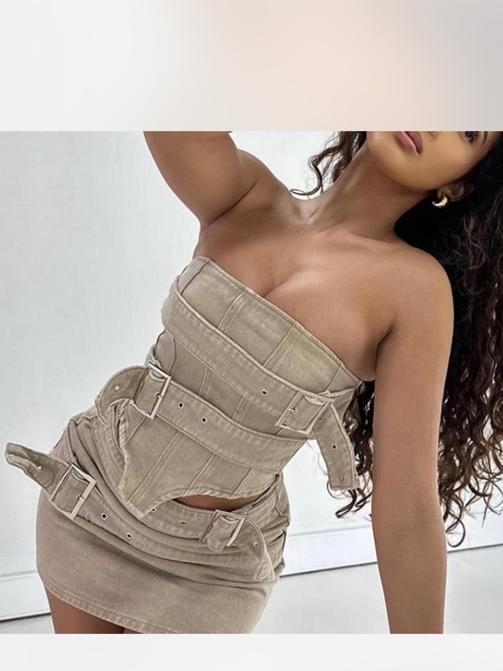 Petite stone washed buckle Corset